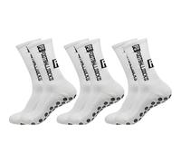 SSKHE 3 Pair White Socks with Anti-Slip Grip - Grip Socks for Football, Basketball & Sports - Unisex Socks with Breathable Activity