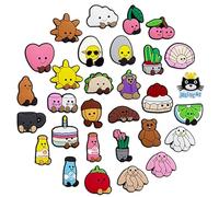 SSKHE 30 Pcs Assorted Cute Small expression Shoe Charms - 30 Unique Designs (Orange, Rabbit, Cherry & More) Decorative PVC Accessories for Crocs, Clogs, Party Favors & Gifts for Kids & Adults