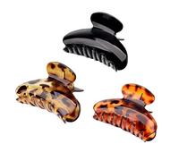 SSKHE 3PCS Medium Big Claw Clip for Thick Hair,Brown Tortoise Claw Clip for Thin Hair,Jaw Claw Clamp Clutcher for Women's Hair
