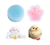 SSKHE 4 Pcs Taba Squishy Set - Blue Oreo + Pink-White Cat Paw + Yellow Chick + Cream Hamster | Squeezeable Fidget Toys for Anxiety Relief | Suitable for All Ages, Party Favors & Daily Stress Relief