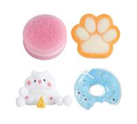SSKHE 4 Pcs Taba Squishy Set - Pink Sandwich Biscui + Yellow Cat Paw + Blue Donut + White Hamster | Squeezeable Fidget Toys for Stress Relief | Suitable for Party Favors & Daily Anxiety Relief