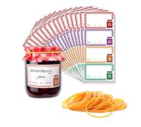 SSKHE 50 Jam Jar Doilies Paper Set with Labels, Red Vintage Paper Doilies, Rubber Bands, Jam Jar Labels & Covers for Canning Jars, Homemade Preserves & Gift Wrapping Wedding Party Crafts Baking DIY