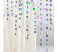 SSKHE 52Ft Iridescent Circle Dot Streamer Garland Decoration, Party Decorations, Dot Bunting Streamer, Rainbow Twinkle Paper Banner for Birthday, Party, Engagement, Wedding, Baby Shower