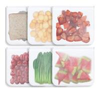 SSKHE 6 Pack Extra Large Gallon Freezer Bags, Reusable, 27 * 28CM/10.6 * 11Inch Thick Ziplock Silicone Plastic Leakproof, Storage Bags for Sandwich Snack Fruits Lunch Food, Keeping Food Fresh