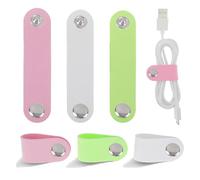 SSKHE 6 PCS Cable Organisers, Leather Cable Straps Cable Ties Reusable Cable Tidy Wrap, Tidy Wrap Headphone Manager Cord Keeper Set Ties Metal Snap Button Cable Ties