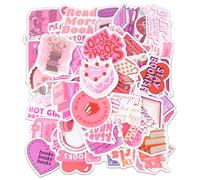 SSKHE 60 PCS Pink Book Series Stickers Pack, Aesthetic Vinyl Stickers for Scrapbook, Notebook, Laptop, Suitcase, Guitar, Skateboard