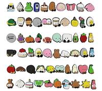 SSKHE 60PCS Cute Animals And Food Shoes Charm, Durable Waterproof PVC Shoe Decorations, Fun Clothing Accessories Suitable For Boys, Girls, And Teenagers
