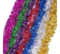 SSKHE 7 Colors Christmas Tinsel Garland Shiny Tree Hanging Decoration Strands of Christmas Tinsel for Tree Decoration Wreath Wedding Xmas Party Supplies