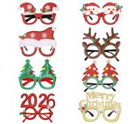 SSKHE 8 PCS Christmas Decorative Glasses - Different Patterns, Festive Eyewear for Christma Eve Box Fillers, Stocking Fillers Kids,Cracker Filler, Indoor Outdoor Christmas Accessories