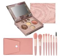 SSKHE All-in-one Makeup Set, Baked Palette, Baked Starter Makeup Kit, Includes Bronzer, Blush, 2 Highlighters and 3 Eyeshadows, Portable Brush Set