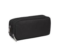 SSKHE Black Pencil Case, Large Capacity, 2 Compartments, Zip, Smooth, Durable Stationery Organiser for Men, Women, Students, Professionals