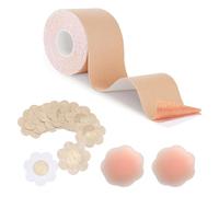SSKHE Boob Tape Straps Boobtapes Large Breast Boob Tape for Large Breasts with 12 Pcs Nipple Covers and 5m Extra-Long Roll Breast Lift Tape for Large Breasts A-G Cup Beige
