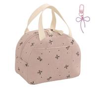 SSKHE Chic Butterfly Bow Insulated Lunch Bag for Girls, Cute Lunch Bag with Bow Keychains, Reusable Packed Lunch Box for School, Work, Travel, Picnic, Portable Lunch Boxes Women & Kids