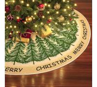 SSKHE Christmas Tree Skirt 90cm Double Layer Fluffy Xmas Tree Skirts, Machine Washable Christmas Tree Base Cover Mat, Holiday Tree Bottom Blanket for Home Living Room Party Christmas Decorations