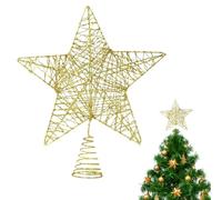 SSKHE Christmas Tree Topper - 1PC Gold Glitter 5-Point Star Tree Topper, Festive Xmas Decoration for 4-7ft Trees, for Home, Office & Holiday Party Decor