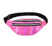 SSKHE Colorful Shiny Waist Bag for Party Carnivals Sports Daily Use, Metallic Fanny Pack with Adjustable Strap, Waterproof Stylish Laser Belt Bag, 3 Compartments