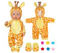 SSKHE Doll Clothes Outfits Overalls for 14-17 Inch blue Baby Dolls,Baby Doll Clothes Sets,Doll Outfits with 6pcs hairpin,Blue Doll Clothes for 35-45 cm New Baby Dolls Girls Birthday (yellow)