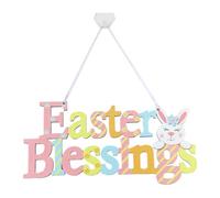SSKHE Easter Door Sign,Made of Wood,Door Sign Blessings Easter Decoration,Bunny Decoration,Hanger for Front Doors,Windows Hanging