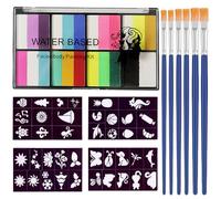 SSKHE Face Paint Kit, 1 Set Face Paints with 4 Stencil Templates + 6 Brushes, Non-Toxic Kids & Adults Face Painting Supplies, Ideal for Halloween, Carnival, Christmas & Parties