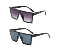 SSKHE Flat Top Oversized Square Sunglasses - Fashion Shield UV40 Protection With Big Frame and Cat Eye Design