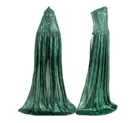 SSKHE Glitter Cape with Hooded Hat,Bling Bling Long Halloween Cape,Unisex Long Sparkly Halloween Cape,Master Wizard Fairytale Fancy Dress Robe for Halloween Party Carnival Cosplay, 150CM (Green)