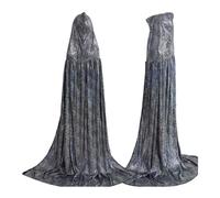 SSKHE Glitter Cape with Hooded Hat,Bling Bling Long Halloween Cape,Unisex Long Sparkly Halloween Cape,Master Wizard Fairytale Fancy Dress Robe for Halloween Party Carnival Cosplay, 150CM (Silvery)