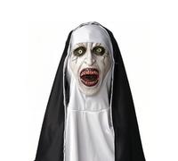 SSKHE Halloween Horror Nun Mask - Full Head Scary Latex Mask with Headscarf, The Nun Themed Creepy Costume Prop for Adults & Kids, Halloween Party Cosplay, Dress-Up & Haunted House Decor