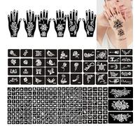 SSKHE Henny Tattoo Pockets, 3 Pockets for Hands + 12 Pockets of Patterns, Temporary Tattoos Kit for Kids and Adults, Ideal for Holidays, Halloween and Carnival