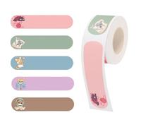 SSKHE Labels for Mini Label Printer,12x55mm 80 Labels/Roll,Standard Laminated Office Labeling Multipurpose Tape,Colorful Cute Meow Star Tape