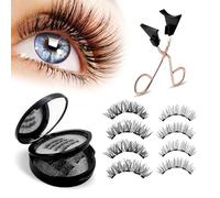 SSKHE Magnetic Eyelashes without Eyeliner,Reusable Dual Magnetic lashes,false eyelashes magnetic,Natural Look Magnetic Eyelashes No Glue 3D False Eyelashes Kit with Applicator,Waterproof, Easy to Wear