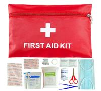 SSKHE Mini First Aid Kit - 20x14cm Compact Red Case | 12 Essentials for First Aid Kit Travel, Outdoor Enthusiasts (Hiking, Camping, Cycling)