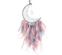 SSKHE Moon Dream Catcher Pink & Grey Dreamcatcher Handmade Lace Dream Catcher Lucky Turquoise Pendant Wall Hanging Ornament for Home Bedroom Christmas Craft Gift