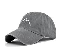 SSKHE Mountain Baseball Cap Mens Peak Embroidery Baseball Hats Vintage Washed Cotton Dad Hat Classic Relaxed Fit Peak Strapback Cap Adjustable Unisex Retro Womens Outdoor Sports Cap Grey