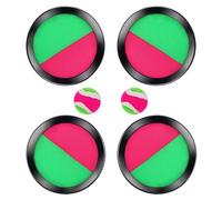 SSKHE Pack of 4 Toss and 2 Catch Ball Set,Four 19cm Velcro Paddle Discs and Two Tennis Balls,Outdoor Toys Beach Games,Portable Beach Toys for Kids Family Children