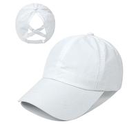 SSKHE Ponytail Baseball Cap with Criss Cross Mesh - Quick-Dry, Adjustable & Breathable - Ideal for High Buns, Summer Sports & Travel (UK, Alpha, One Size, Standard, White)