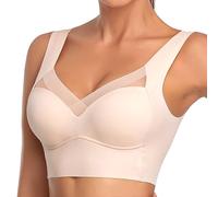 SSKHE Posture Correction Back Bra Women, Comfy Seamless Push-up Summer Wireless Crossover Bra, Breathable Full Back Non Wired Sport Bra White