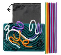 SSKHE Sensory Activity Board, Silicone Fidget Toys with Portable Bag and 20 Strings, for Kids 3+ or Adults Travel For Stress Relief, Calming, Focus, ADHD and Autism