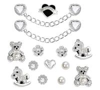 SSKHE Shoe Charms for Shoe Decoration Charms, Metal Bling Crystal Diamond Clog Decoration, Shining Rhinestone Flower Heart Bear DIY Shoe Accessories for Women Girls Party Birthday Christmas