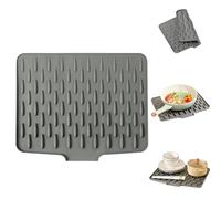 SSKHE Silicone Sink Drainer Mat - Grey Dish Drying Mat for Kitchen Sink, Non-Slip Worktop Mat, Heat Resistant Folding Draining Mat, Suitable for Men & Women, Drip-Free Kitchen Accessory