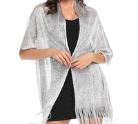 SSKHE Sparkling Metallic Shawls and Wraps with circular buckle,Women's evening dress cape for Wedding, Parties, prom