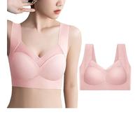 SSKHE Sport Bra UK, Wmbra Posture Correcting Bra Wireless Push-Up Comfort Crossover Bra, Full Back Cover Plus Size Bra Breathable Non Wired (UK, Alpha, One Size, XXL, Regular, Regular, Pink)