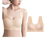 SSKHE Sport Bra UK, Wmbra Posture Correcting Bra Wireless Push-Up Comfort Crossover Bra, Full Back Cover Plus Size Bra Breathable Non Wired (UK, Alpha, One Size, XL, Regular, Regular, Almond)