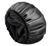 SSKHE Waterproof Shower Cap for Women, Extra Large Shower Caps for Long Hair, Reusable, Double Layer, Silky Satin Hair Cap, Hair Protection for Bathing, Shower Hat, Durable & Comfortable