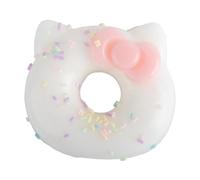 SSKHE White Kitten Donut Squeeze Toy, Cute Handmade Squishy Fidget Stress Relief Pinch Toy for Kids Adults, Featuring a Soft White Donut Design with Adorable Kitten Face Details for Squishy Fun