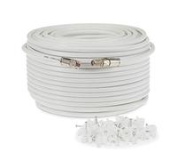 SSL RG6 Satellite Coaxial Cable Extension 50 Meter White Fully Assembled RG6 Satellite Coax TV Lead Kit with Premium Fitted Compression F Connectors for Sky Q HD, Freesat and Virgin Media