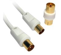 SSL Satellites - 1,2.3,4,5,10,15,20 Metre Male to Male RF TV Aerial Lead Cable Coaxial Extension Female Digital with Coupler (2 Meter)