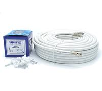 SSL Satellites 1 Meter RG6 Satellite TV Coax Cable Extension Kit with Fitted F Connectors for Sky Q HD, Freesat & Virgin - White (1 Meter, White)