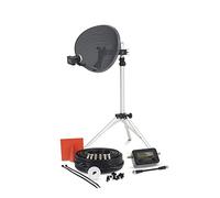 SSL Satellites 60cm Zone1 Portable Satellite Dish Kit Tripod Quad LNB & Satellite Finder - 20M Twin Black - Full DIY Kit for Caravan