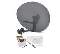 SSL Satellites Zone 2 Satellite Dish Quad LNB + 10 Meter White RG6 Cable FTA Signal Pointer Satellite SKY, SKY+, HD, Freesat TV Signal Finder Caravan Motorhome Satellite System Box Kit