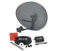 SSL Satellites Zone 2 Satellite Dish Quad LNB + 5 Meter Black Twin Cable FTA Signal Pointer Satellite SKY, SKY+, HD, Freesat TV Signal Finder Caravan Motorhome Satellite System Box Kit